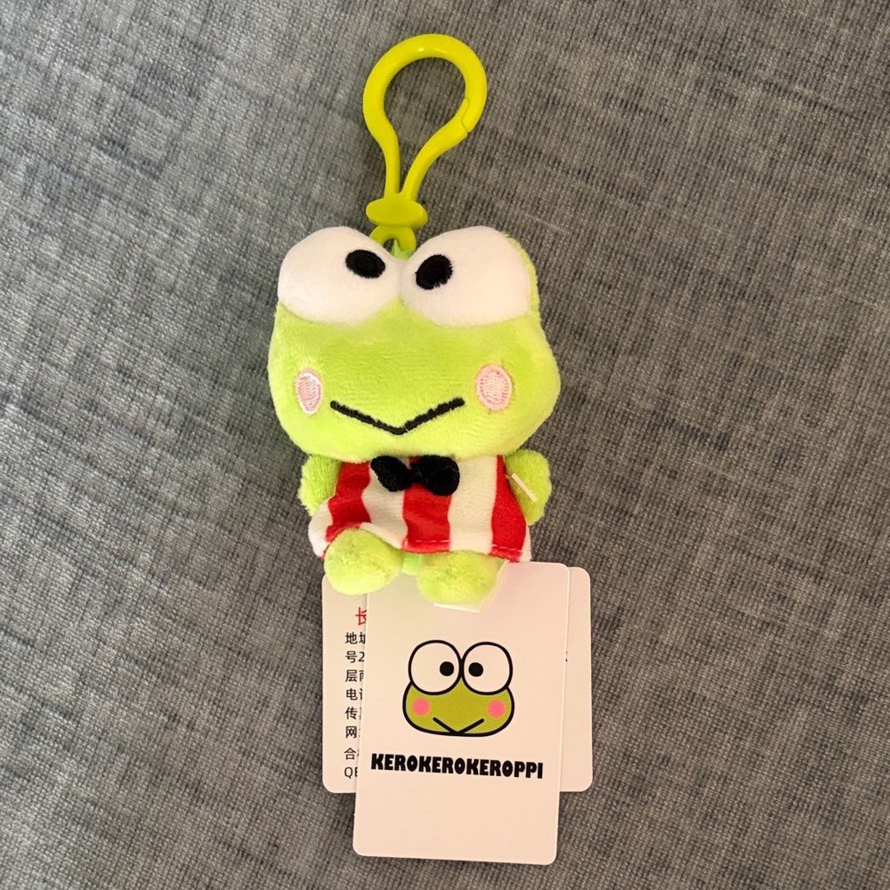 Sanrio Keroppi Plush Keychain - Green and Red